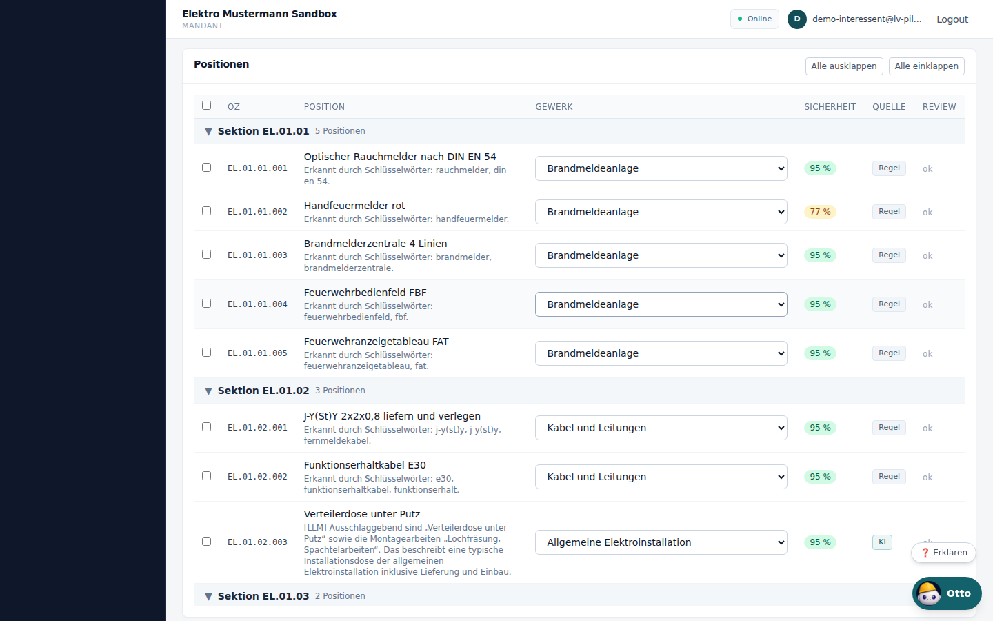 Gewerke-Klassifikation mit Review